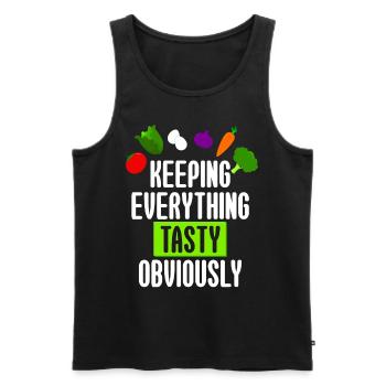 Keto Keeping Everything Tasty Obviously - Men's Premium Organic Tank Top - black - Front - Michal (187cm)