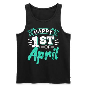 Happy 1 April April Fool's Joke Joke - Men's Premium Organic Tank Top - black - Front - AI Model Male 178 light (178cm)