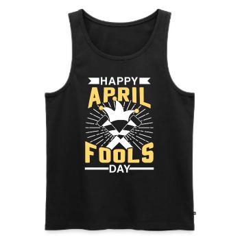 Happy April Fool's Joke Day April Joke Sarcastic - Men's Premium Organic Tank Top - black - Front - AI Model Male 178 light (178cm)
