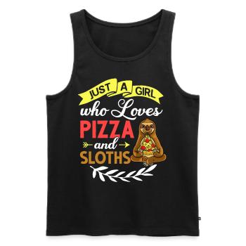 Sloth Pizza Delivery Pizzeria Italian - Men's Premium Organic Tank Top - black - Front - AI Model Male 178 light (178cm)