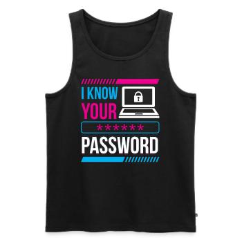 Je connais votre mot de passe Hacker Cybersécurité Hack - Débardeur bio Premium Homme - noir - Devant - AI Model Male 178 light (178cm)