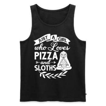 Sloth Pizza Delivery Pizzeria Italian - Men's Premium Organic Tank Top - black - Front - AI Model Male 178 light (178cm)