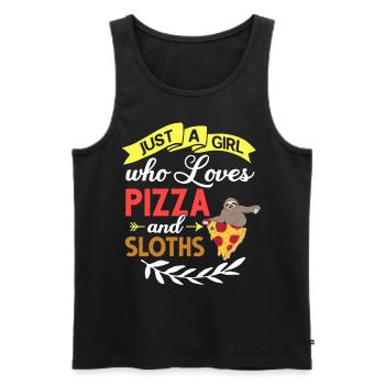 Sloth Pizza Delivery Pizzeria Italian - Men's Premium Organic Tank Top - black - Front - AI Model Male 178 light (178cm)