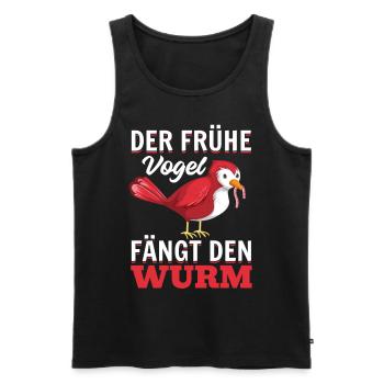 Frühaufsteher - Der Frühe Vogel Fängt Den Wurm - Männer Premium Bio Tank Top - Schwarz - Vorne - Michal (187cm)