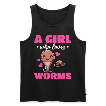 Compost Worm Cute Worm - Une fille qui vermifuge - Débardeur bio Premium Homme - noir - Devant - Michal (187cm)
