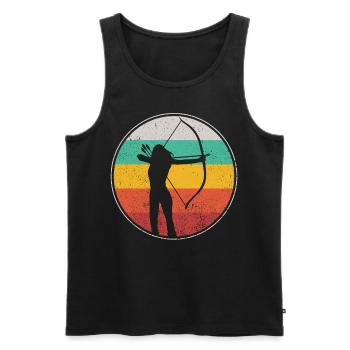 Archery Bow Archer Girl Retro - Men's Premium Organic Tank Top - black - Front - AI Model Male 178 light (178cm)