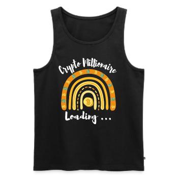 Crypto Millionaire Loading Rainbow Bitcoin Shirt - Männer Premium Bio Tank Top - Schwarz - Vorne - Michal (187cm)