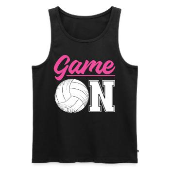 Jeu d’équipe de joueur de volleyball sur - Débardeur bio Premium Homme - noir - Devant - Michal (187cm)