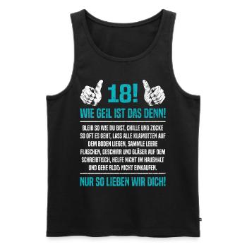 Vintage 18 Sohn Wie Geil Ist Das Denn 18ter 18. Ge - Männer Premium Bio Tank Top - Schwarz - Vorne - Michal (187cm)
