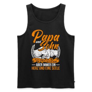Vintage Papa Sohn Spruch Vater Sohn Partnerlook - Männer Premium Bio Tank Top - Schwarz - Vorne - Michal (187cm)