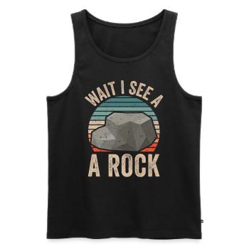 Waiting I See A Stone Geologist Geology Profession - Men's Premium Organic Tank Top - black - Front - Michal (187cm)
