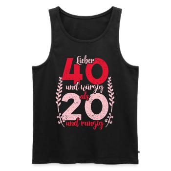 Vierzigster Geburtstag 40. Frauen 40 Jahre - Männer Premium Bio Tank Top - Schwarz - Vorne - Michal (187cm)