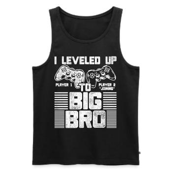 Vintage I Leveled Up To Big Brother - Männer Premium Bio Tank Top - Schwarz - Vorne - Michal (187cm)