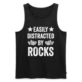 Easily distracted by stones Geology Geologist - Men's Premium Organic Tank Top - black - Front - Michal (187cm)