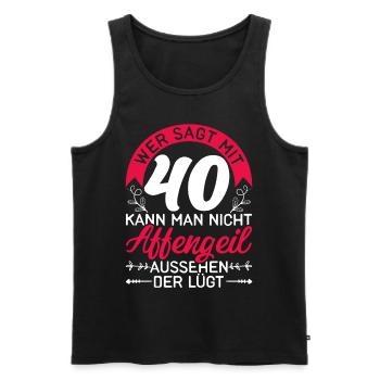 Vierzigster Geburtstag Geschenk 40 Damen - Männer Premium Bio Tank Top - Schwarz - Vorne - Michal (187cm)