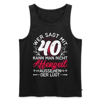 Vierzigster Geburtstag Geschenk 40 Damen - Männer Premium Bio Tank Top - Schwarz - Vorne - Michal (187cm)