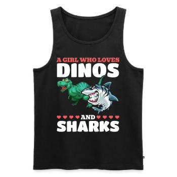 Dinosaurier Great White Shark Ein Mädchen, das - Männer Premium Bio Tank Top - Schwarz - Vorne - Michal (187cm)