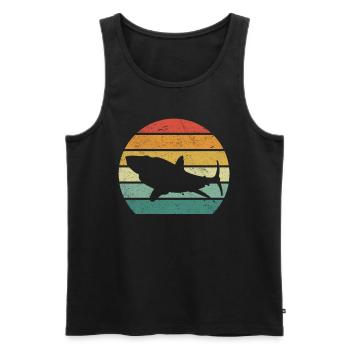 Retro Hai Sonnenuntergang Haifisch Großer weißer - Männer Premium Bio Tank Top - Schwarz - Vorne - Michal (187cm)
