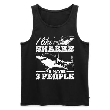 Ich mag Haie & vielleicht 3 Leute Ich Sharkfish - Männer Premium Bio Tank Top - Schwarz - Vorne - Michal (187cm)