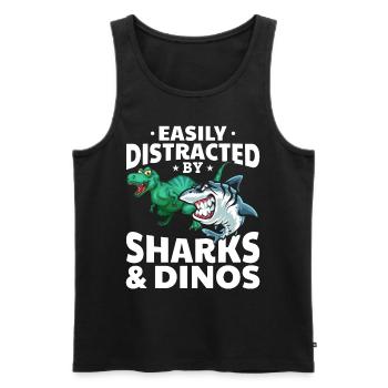 Great White Shark Dino I am easily blown away by sharks - Men's Premium Organic Tank Top - black - Front - Michal (187cm)
