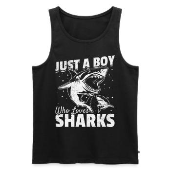 Great White Shark Sharkfish Ich bin nur ein Junge, - Männer Premium Bio Tank Top - Schwarz - Vorne - AI Model Male 178 light (178cm)