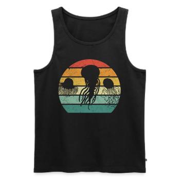 Retro Quallen Sonnenuntergang Quallen Liebhaber - Männer Premium Bio Tank Top - Schwarz - Vorne - Michal (187cm)