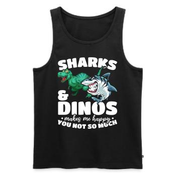Sharks & Dinos me rend heureux que tu n’aimes pas ça - Débardeur bio Premium Homme - noir - Devant - Michal (187cm)
