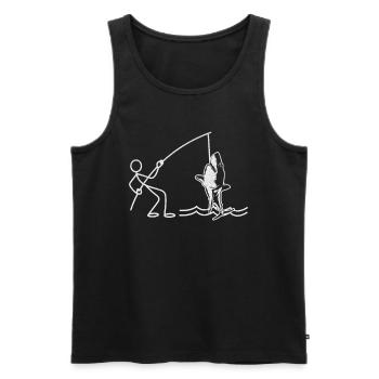 Hai Fishing Stick Figure Fisherman Funny - Men's Premium Organic Tank Top - black - Front - AI Model Male 178 light (178cm)