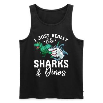 Great White Shark Dinosaur I like sharks & dinosaurs - Men's Premium Organic Tank Top - black - Front - Michal (187cm)