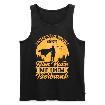 Bier Bierbauch Biertrinker Bierliebhaber Spruch - Männer Premium Bio Tank Top - Schwarz - Vorne - Michal (187cm)
