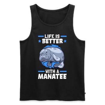 Leben ist besser mit Seekuh Meeressäuger - Männer Premium Bio Tank Top - Schwarz - Vorne - AI Model Male 178 light (178cm)