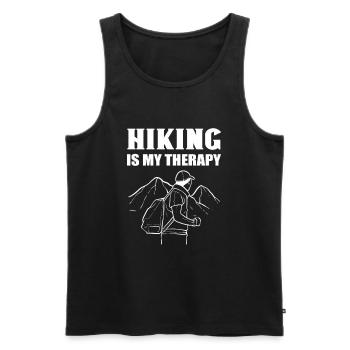 Hiking Is My Therapy Hiker Climbing - Männer Premium Bio Tank Top - Schwarz - Vorne - Michal (187cm)