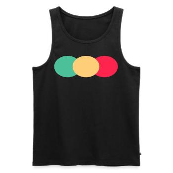 Three Oval- Green- Red- Yellow - Men's Premium Organic Tank Top - black - Front - AI Model Male 178 light (178cm)