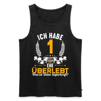 Ich habe 1 Jahre Ehe überlebt 1.Hochzeitstag - Männer Premium Bio Tank Top - Schwarz - Vorne - Michal (187cm)