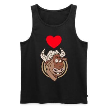 Wildebeest Antelope Africa Animal with Heart - Men's Premium Organic Tank Top - black - Front - AI Model Male 178 light (178cm)