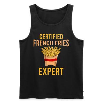Expert certifié en Français frites - Amateurs de restauration rapide - Débardeur bio Premium Homme - noir - Devant - Michal (187cm)