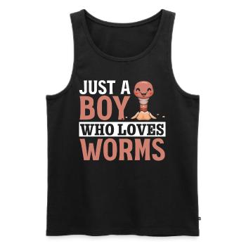 Worm Farmer Boy Compost Worms Je ne suis qu’un - Débardeur bio Premium Homme - noir - Devant - Michal (187cm)