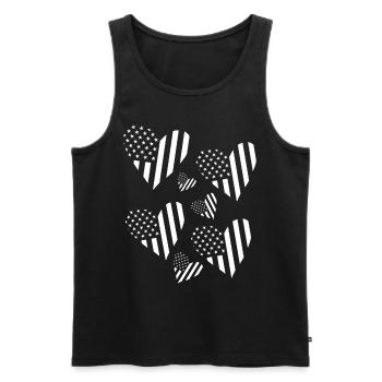 Drapeau américain Cœurs 4 juillet Drapeaux américains - Débardeur bio Premium Homme - noir - Devant - Michal (187cm)