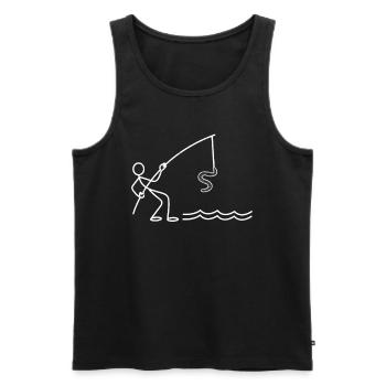 Funny stick figure fishworm compost worms - Men's Premium Organic Tank Top - black - Front - AI Model Male 178 light (178cm)
