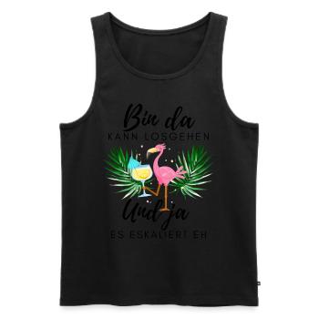Flamingo bin da kann losgehen ja es eskaliert eh - Männer Premium Bio Tank Top - Schwarz - Vorne - Michal (187cm)
