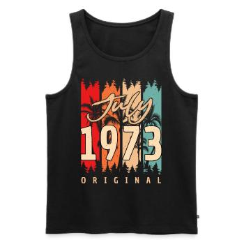 1973 July Original - Men's Premium Organic Tank Top - black - Front - Michal (187cm)