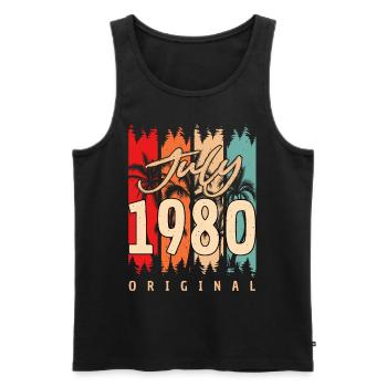 Year of construction 1980 in July - Men's Premium Organic Tank Top - black - Front - Michal (187cm)