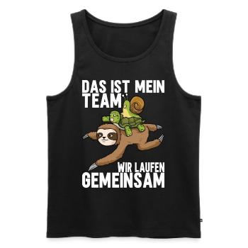 Joggen Sport Lustiger Spruch - Männer Premium Bio Tank Top - Schwarz - Vorne - Michal (187cm)