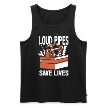 Loud exhaust systems save lives car mechanics - Men's Premium Organic Tank Top - black - Front - AI Model Male 178 light (178cm)