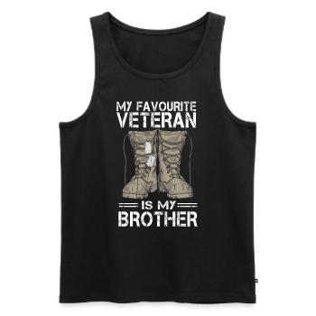 Mon vétéran préféré est mon frère militaire - Débardeur bio Premium Homme - noir - Devant - Michal (187cm)