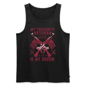 My favorite veteran is my cousin military - Men's Premium Organic Tank Top - black - Front - AI Model Male 178 light (178cm)