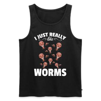 Compost worm lover Happy Worm I like worms - Men's Premium Organic Tank Top - black - Front - AI Model Male 178 light (178cm)