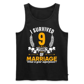 J’ai survécu à 9 ans de mariage 9ème anniversaire de mariage - Débardeur bio Premium Homme - noir - Devant - Michal (187cm)