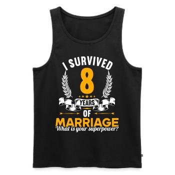 J’ai survécu à 8 ans de mariage 8ème anniversaire de mariage - Débardeur bio Premium Homme - noir - Devant - AI Model Male 178 light (178cm)
