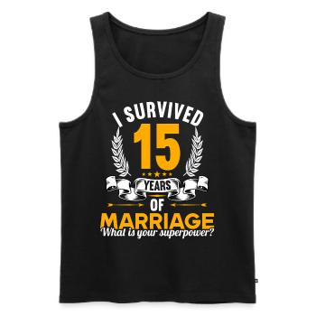 I survived 15 years of marriage 15th wedding anniversary - Men's Premium Organic Tank Top - black - Front - AI Model Male 178 light (178cm)